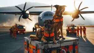 Пошуково-рятувальні собаки виконують свою роботу, незважаючи на стрес від авіаперельоту.