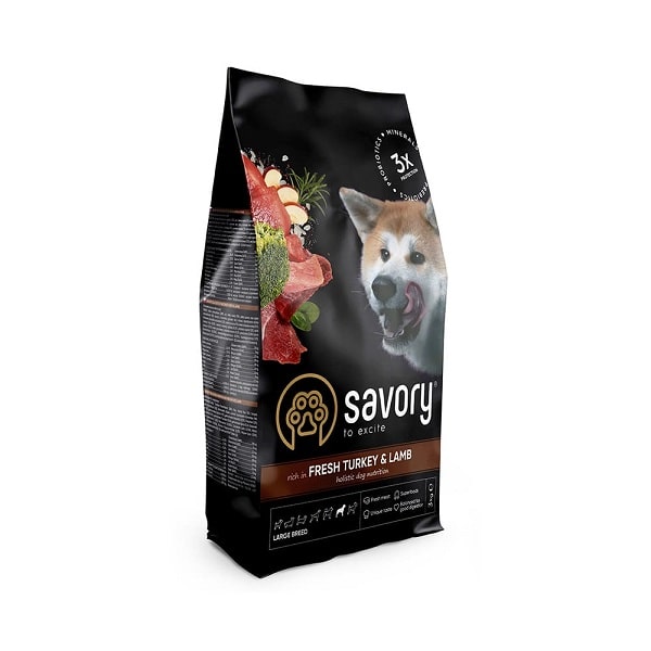 Dry food for large breed dogs Savory, with fresh turkey and lamb meat